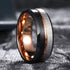 Men 8mm Tungsten Black Silver WRose Gold Grooved Line Comfort-Fit Wedding Band